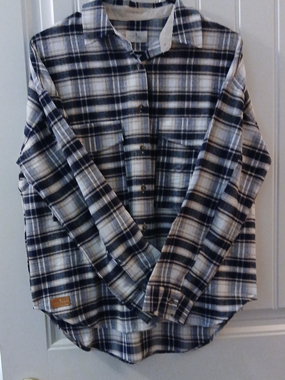 Kids Plaid Button-Up Jacket - Navy & White